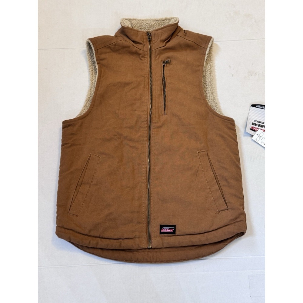 Dickies Vest Mens Canvas Sherpa Lined Full Zip Workwear Size Small 34/36 NWT